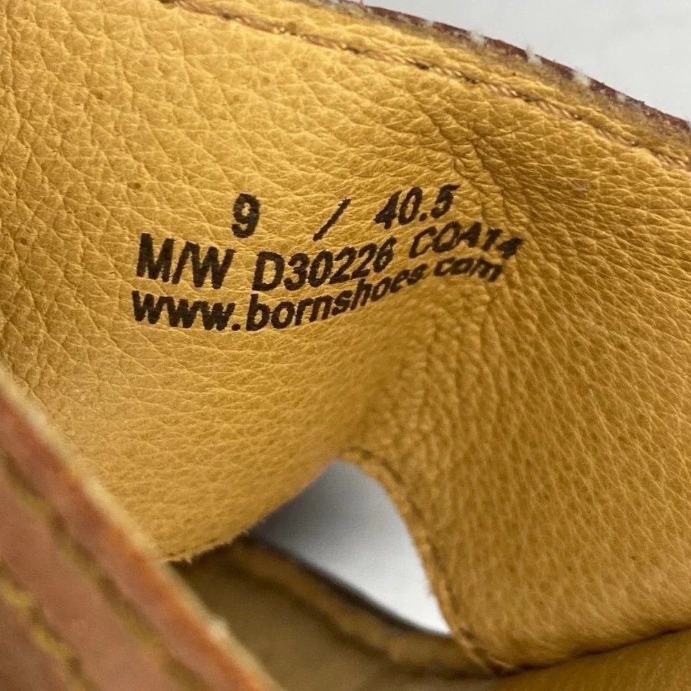Born Slide Sandals Womens 9 Brown Leather Wedge Adjustable Straps cottagecore‎